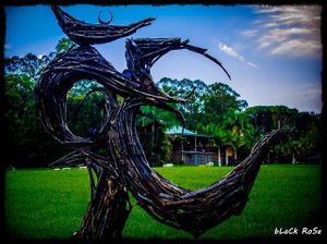 another view of the 'om' sculpture at Paradise One Retreat in Coorabell