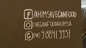 Contact info at Ahimsa Burgers in Florianopolis