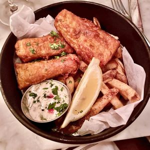 Vegan Fish and Chips  at LOV - McGill in Montreal