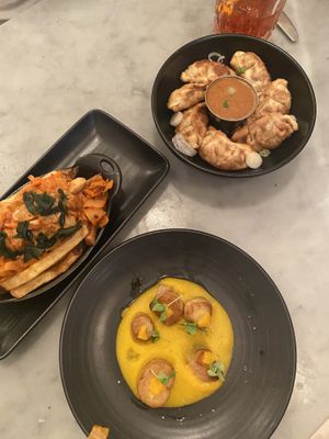 Postickers, mushroom ‘scallops’ and Quebec kimchi fries  at LOV - McGill in Montreal