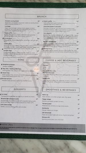 Menu- English at LOV - McGill in Montreal