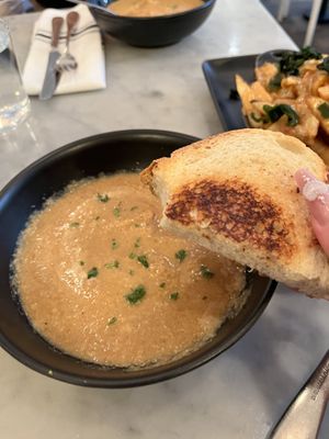 mushroom soup and yummy bread  at LOV - McGill in Montreal