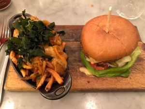 Cheeseburger with kimchi fries at LOV - McGill in Montreal