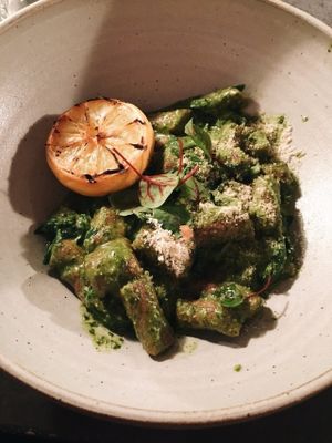 Sweet potato gnocchi w/ pesto at LOV - McGill in Montreal