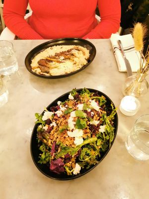 Mujaddara bowl and mushroom risotto at LOV - McGill in Montreal