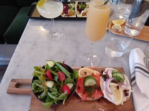 Salmon bagel with salad at LOV - McGill in Montreal
