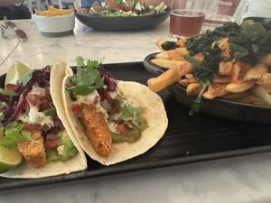 Tacos au “poisson” croustillant avec frites kimchi   at LOV - McGill in Montreal