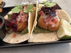 Crispy fish tacos (vegan)  at LOV - McGill in Montreal