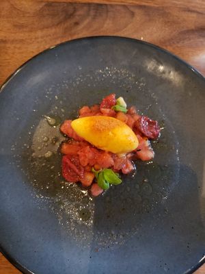 Tomato salad at Avelo in Toronto
