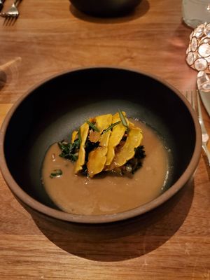 Sweet delicato on top, spicy kabocha on the bottom at Avelo in Toronto