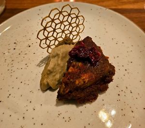Split Pea & Pumpkin Seed Tempeh, Tomato, Eggplant at Avelo in Toronto