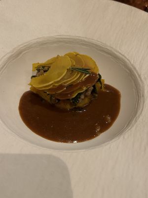 3rd course, kabocha, delicata and kale  at Avelo in Toronto