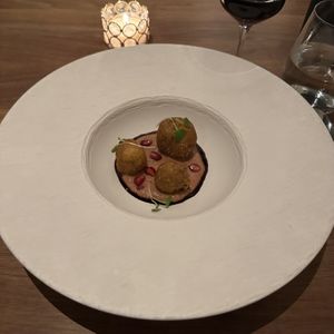 3rd Course: Brussel Sprouts, Cranberry, Aji   at Avelo in Toronto