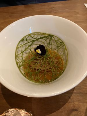 Lotus root, barley, watermelon  at Avelo in Toronto