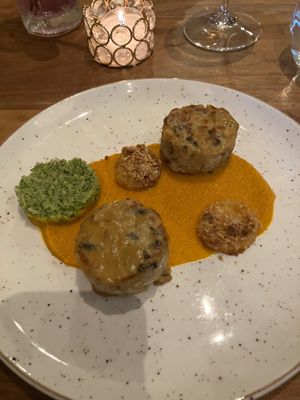 Black eyed pea tempeh, rutabaga, hazelnut  at Avelo in Toronto