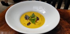 Pumpkin Gazpacho  at Avelo in Toronto