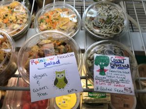 delicious noodles in the deli case at Lucy's Market in Soldotna