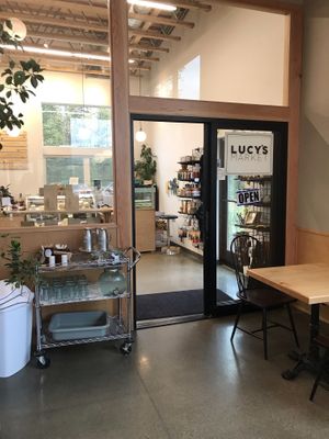 Seating  at Lucy's Market in Soldotna