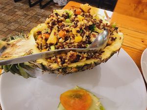 Pineapple fried rice at Vegan Heaven in Chiang Mai