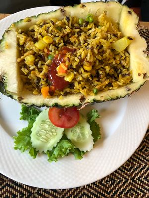 Pineapples rice at Vegan Heaven in Chiang Mai