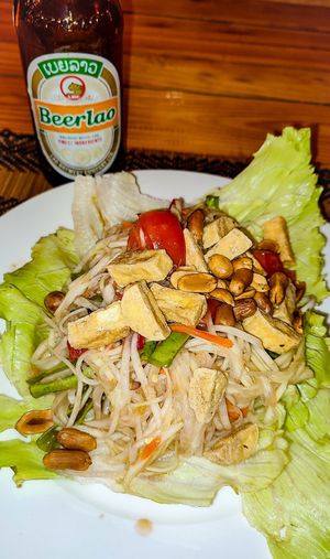 Spicy Papaya Salad at Vegan Heaven in Chiang Mai