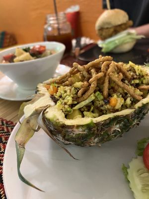 Pineapple fried rice at Vegan Heaven in Chiang Mai