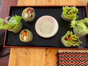 Tempeh lettuce wrap special   at Vegan Heaven in Chiang Mai