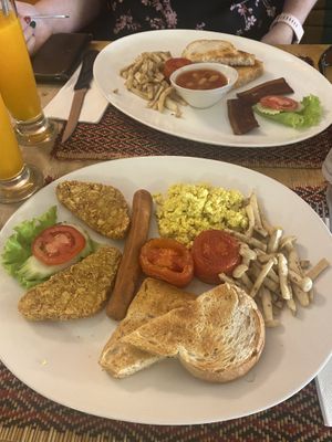 Big breakfast set A and C   at Vegan Heaven in Chiang Mai