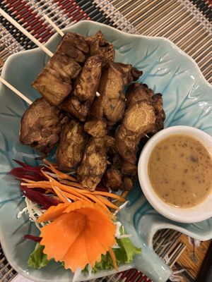 Mushroom satay  #Veganuary at Vegan Heaven in Chiang Mai