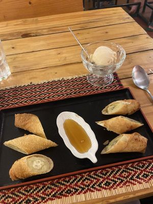 Fried banana 🍌   at Vegan Heaven in Chiang Mai