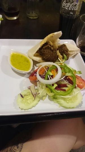 Falafel and pitta bread  at Vegan Heaven in Chiang Mai