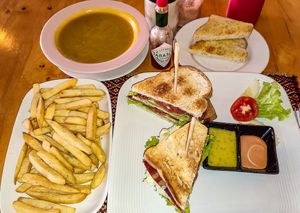 BLT, Pumpkin Soup and french fries at Vegan Heaven in Chiang Mai