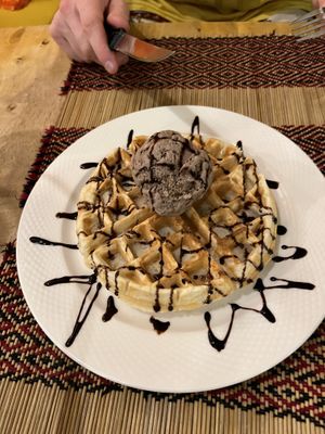 Waffle literally from heaven   at Vegan Heaven in Chiang Mai