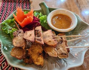 Mushroom skewers at Vegan Heaven in Chiang Mai