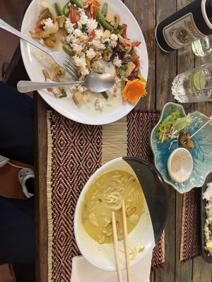 Khao soi & vegetables with rice  at Vegan Heaven in Chiang Mai