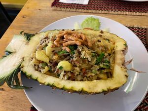 Pineapple fried rice   at Vegan Heaven in Chiang Mai