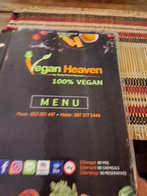Menu at Vegan Heaven in Chiang Mai