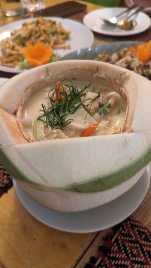 Hor mok in coconut at Vegan Heaven in Chiang Mai