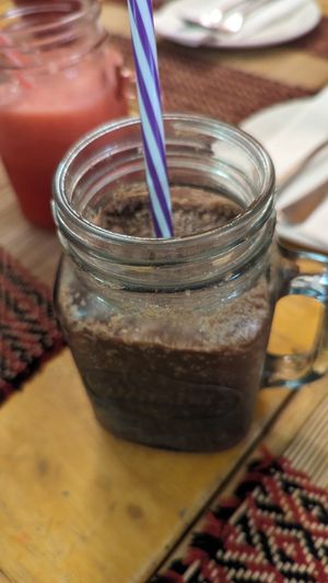 Chocolate peanut butter smoothie at Vegan Heaven in Chiang Mai