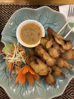 Mushroom satay  at Vegan Heaven in Chiang Mai