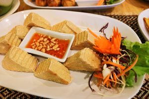 Deep fried tofu at Vegan Heaven in Chiang Mai