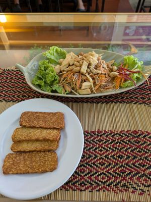 Banana Blossom Salad with Tempeh at Vegan Heaven in Chiang Mai