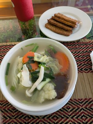 Clearsoup and Additional Tempeh at Vegan Heaven in Chiang Mai