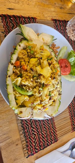 Pineapple fried rice at Vegan Heaven in Chiang Mai