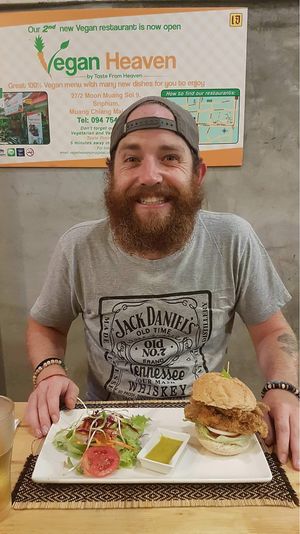 The best vegan chicken we’ve ever had!!! at Vegan Heaven in Chiang Mai