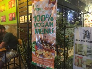 Main entrance banner at Vegan Heaven in Chiang Mai