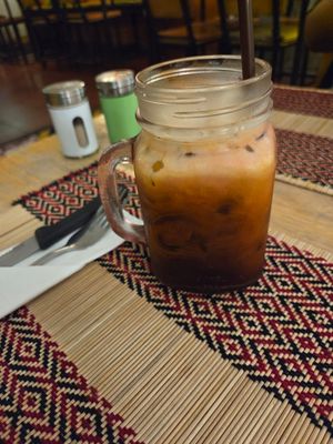Thai tea at Vegan Heaven in Chiang Mai