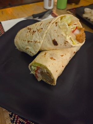 Chick'n wrap at Vegan Heaven in Chiang Mai