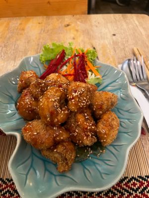 Spicy cauliflower wings  at Vegan Heaven in Chiang Mai