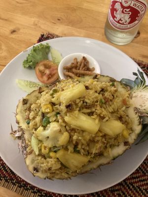 Pineapple fried ricee  at Vegan Heaven in Chiang Mai